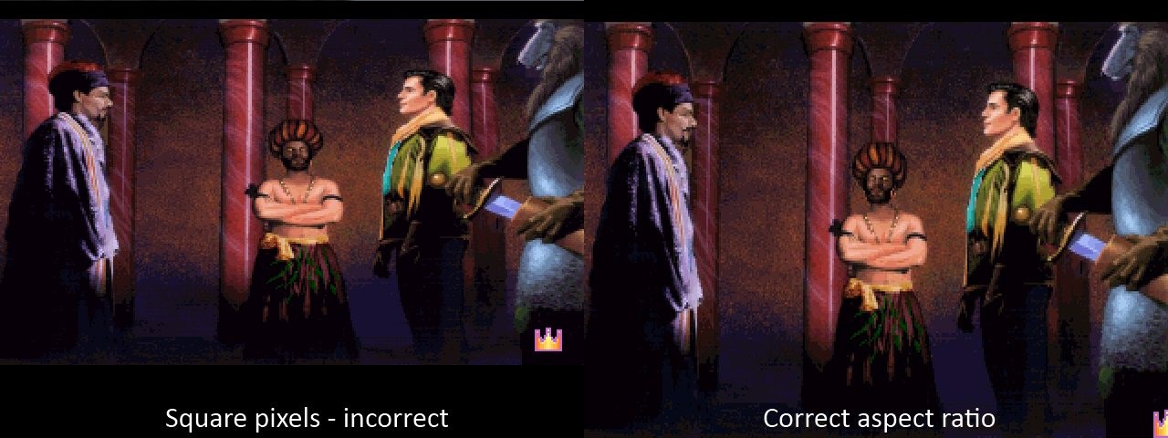 King's Quest 6 without and with aspect ratio correction